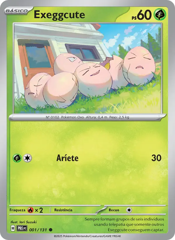Carta Exeggcute, número 001/131 da coleção Evoluções Prismáticas
