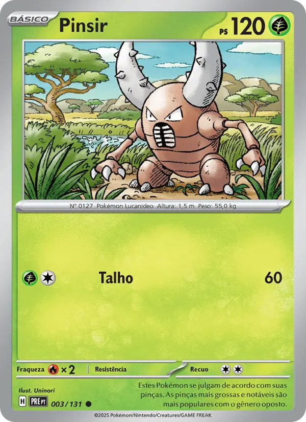 Carta Pinsir, número 003/131 da coleção Evoluções Prismáticas