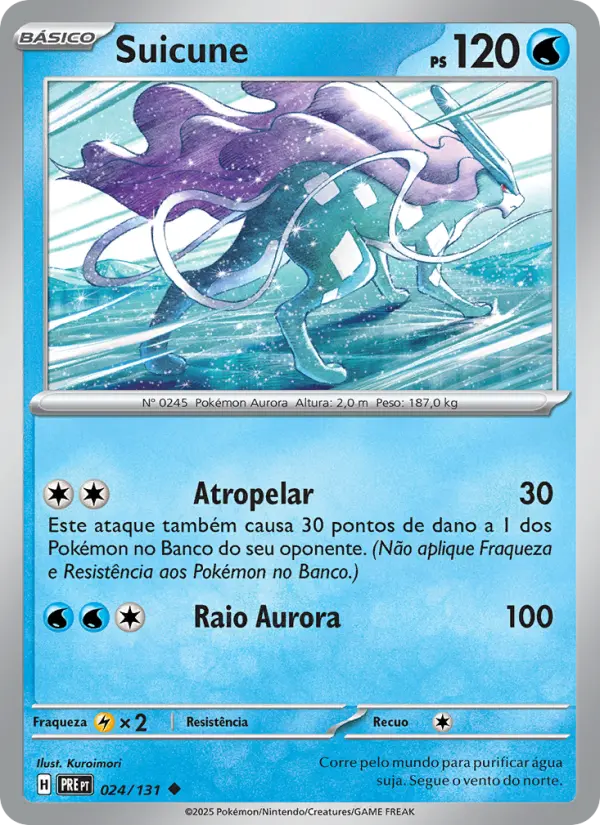 Carta Suicune, número 024/131 da coleção Evoluções Prismáticas