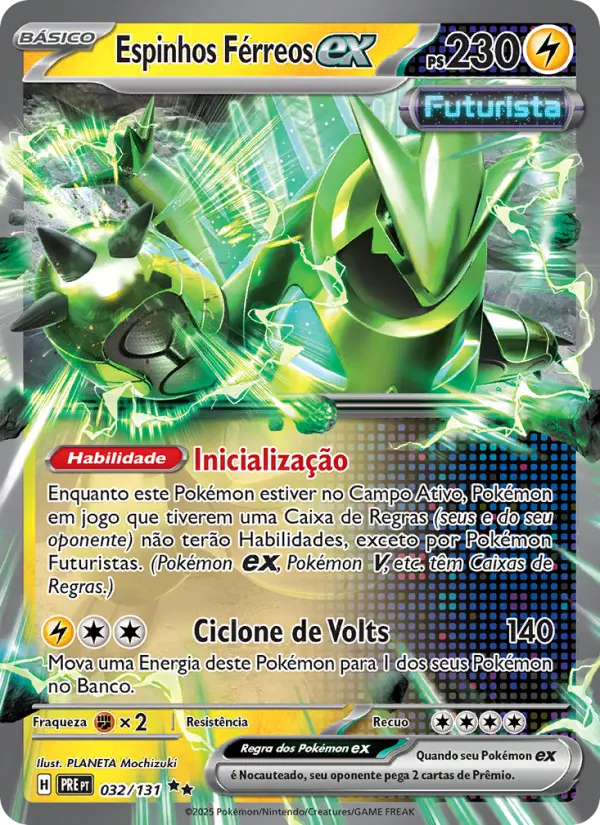 Carta Espinhos Férreos ex, número 032/131 da coleção Evoluções Prismáticas
