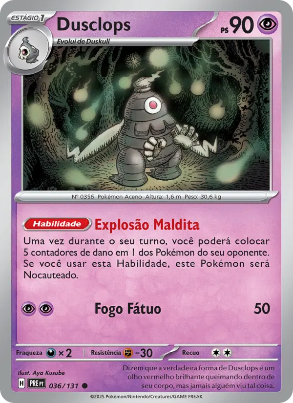 Carta Dusclops, número 036/131 da coleção Evoluções Prismáticas