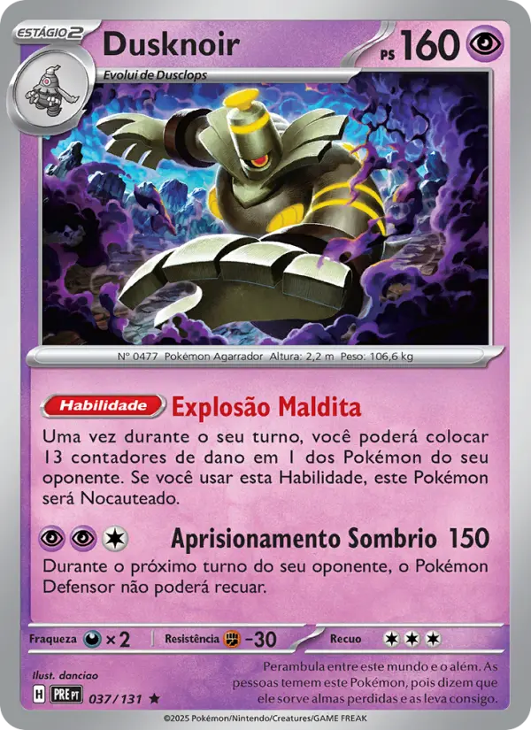 Carta Dusknoir, número 037/131 da coleção Evoluções Prismáticas