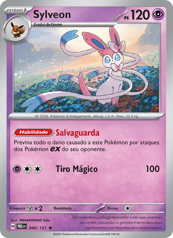 Carta Sylveon, número 040/131 da coleção Evoluções Prismáticas