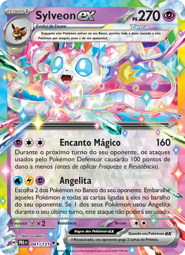 Carta Sylveon ex, número 041/131 da coleção Evoluções Prismáticas