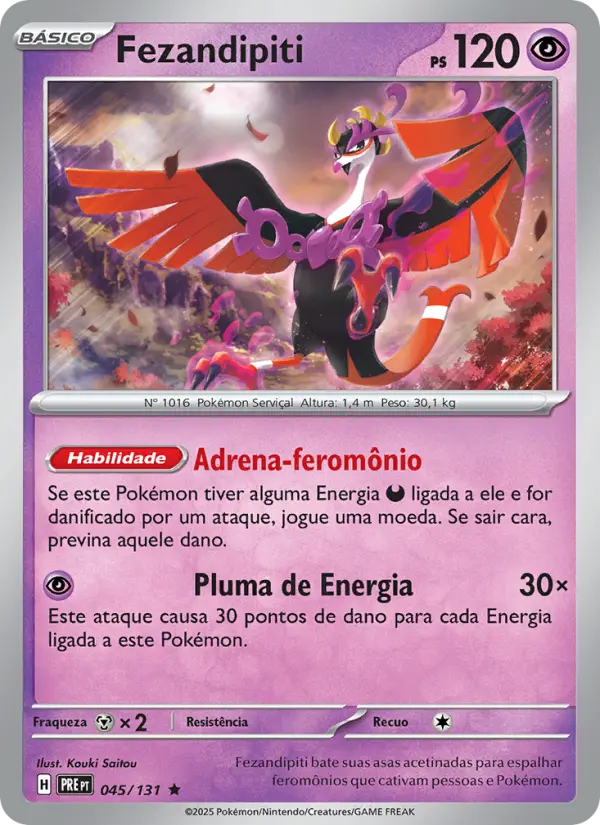 Carta Fezandipiti, número 045/131 da coleção Evoluções Prismáticas