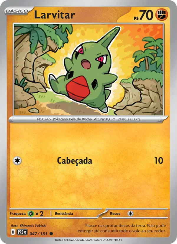 Carta Larvitar, número 047/131 da coleção Evoluções Prismáticas