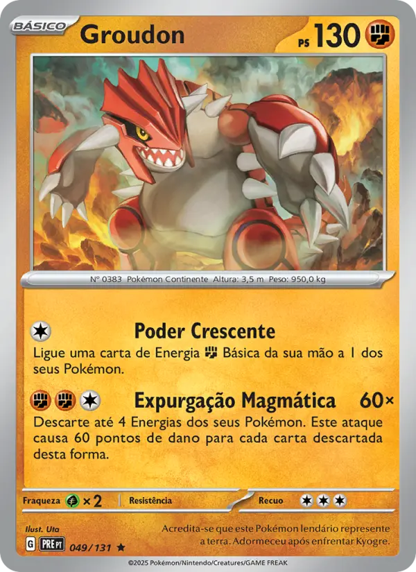 Carta Groudon, número 049/131 da coleção Evoluções Prismáticas