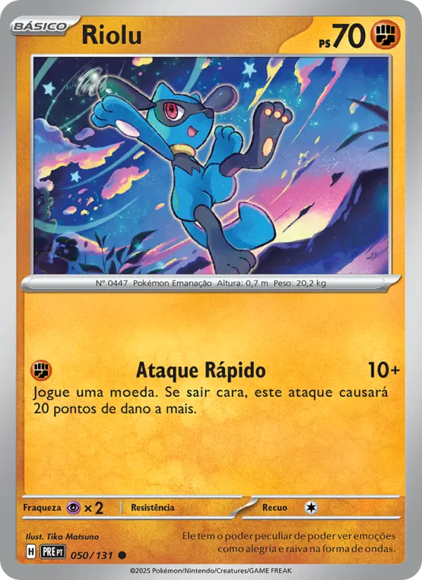 Carta Riolu, número 050/131 da coleção Evoluções Prismáticas