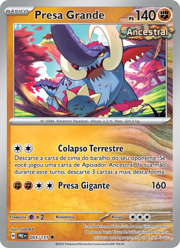 Carta Presa Grande, número 055/131 da coleção Evoluções Prismáticas