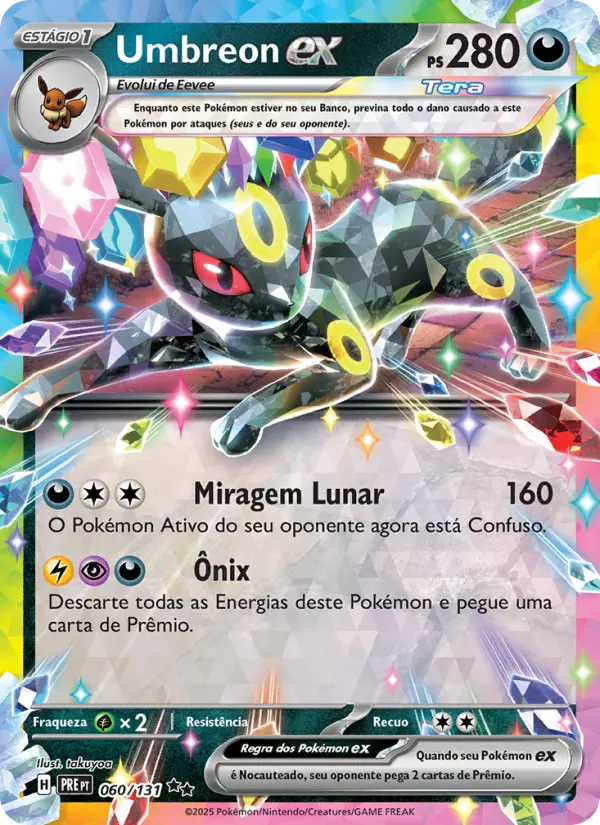 Carta Umbreon ex, número 060/131 da coleção Evoluções Prismáticas