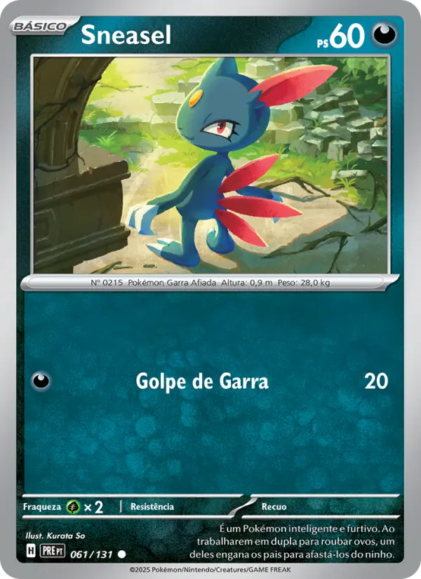 Carta Sneasel, número 061/131 da coleção Evoluções Prismáticas