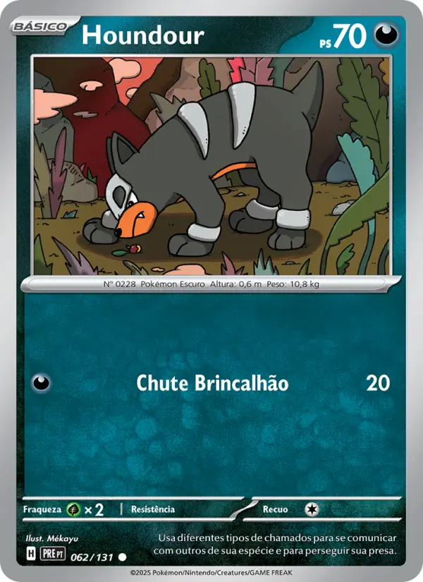 Carta Houndour, número 062/131 da coleção Evoluções Prismáticas