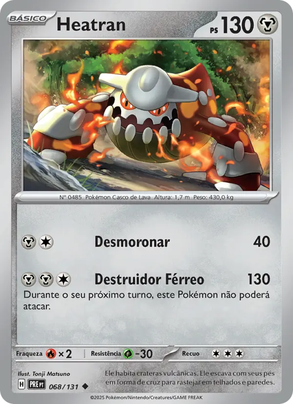 Carta Heatran, número 068/131 da coleção Evoluções Prismáticas