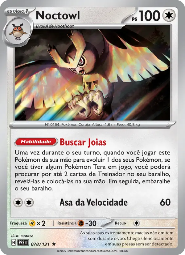 Carta Noctowl, número 078/131 da coleção Evoluções Prismáticas