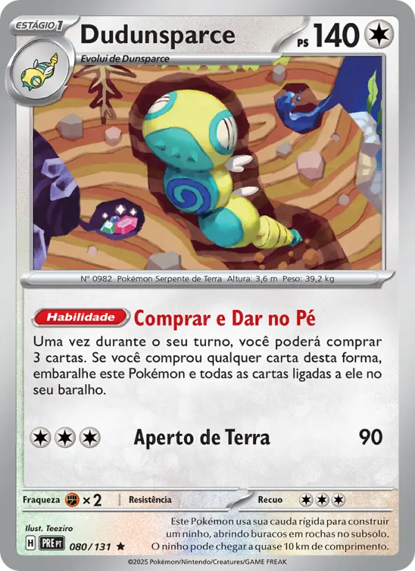Carta Dudunsparce, número 080/131 da coleção Evoluções Prismáticas