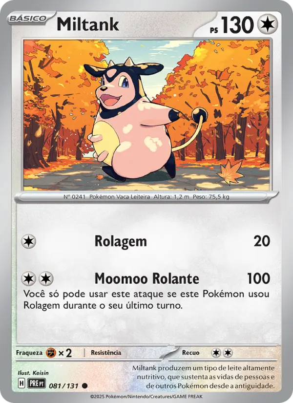 Carta Miltank, número 081/131 da coleção Evoluções Prismáticas