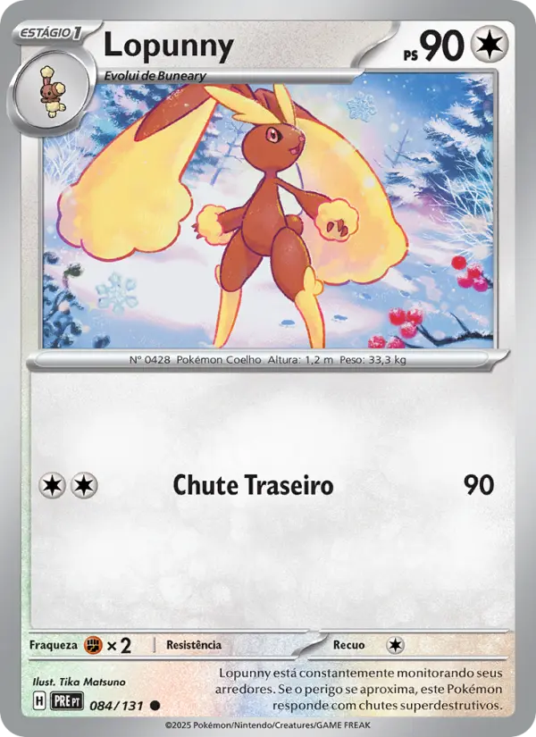 Carta Lopunny, número 084/131 da coleção Evoluções Prismáticas