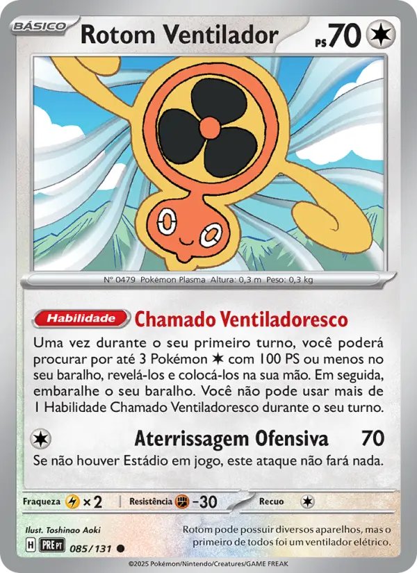 Carta Rotom Ventilador, número 085/131 da coleção Evoluções Prismáticas