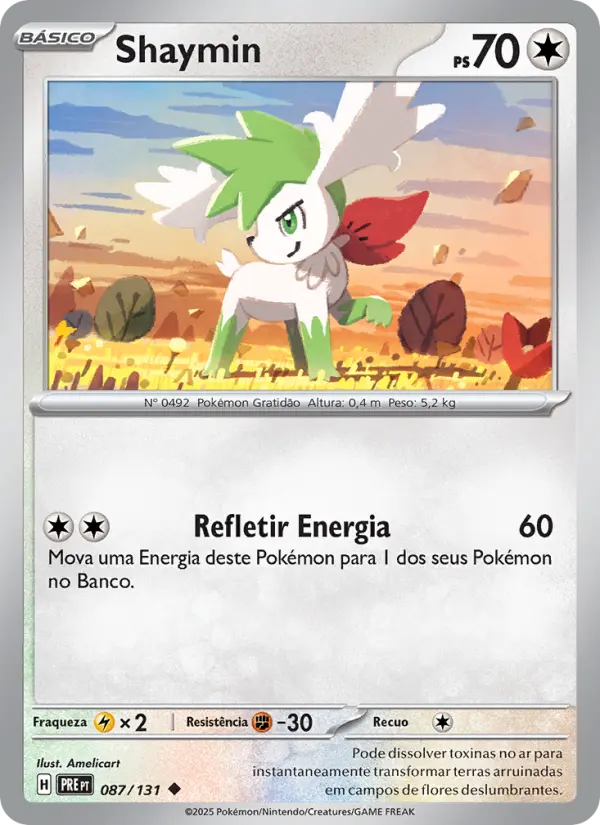 Carta Shaymin, número 087/131 da coleção Evoluções Prismáticas