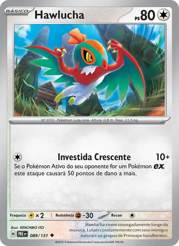 Carta Hawlucha, número 089/131 da coleção Evoluções Prismáticas