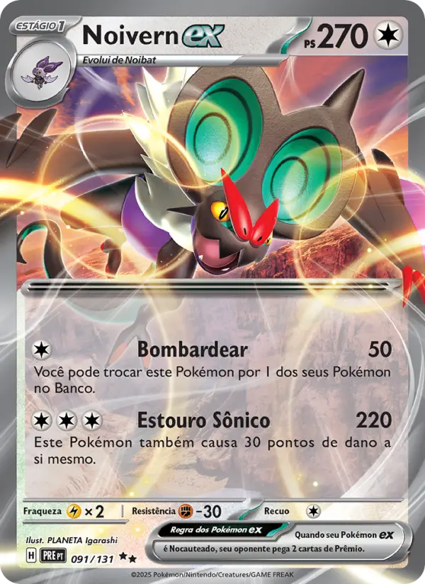 Carta Noivern ex, número 091/131 da coleção Evoluções Prismáticas