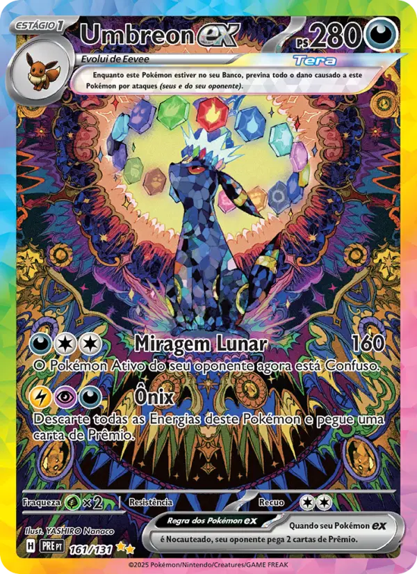 Carta Umbreon ex, número 161/131 da coleção Evoluções Prismáticas