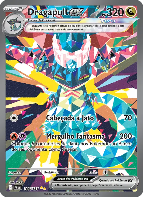 Carta Dragapult ex, número 165/131 da coleção Evoluções Prismáticas