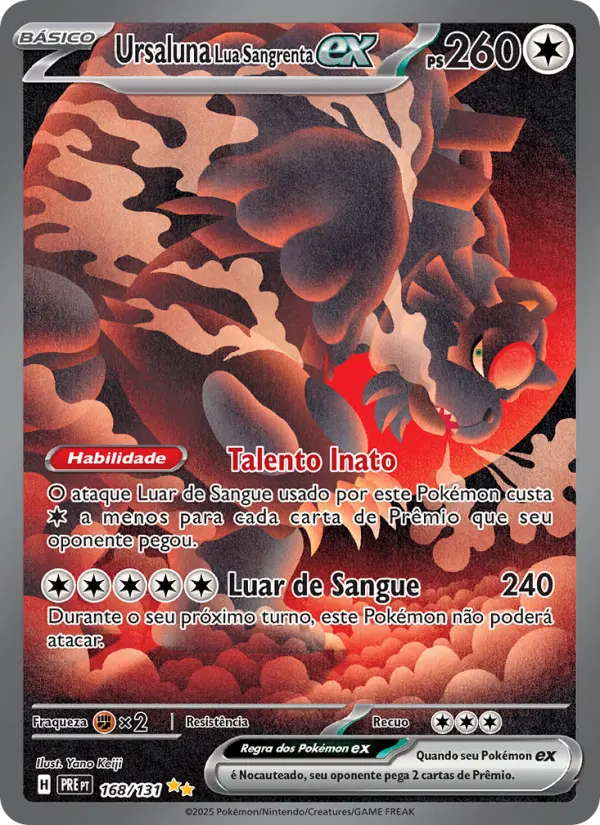 Carta Ursaluna Lua Sangrenta ex, número 168/131 da coleção Evoluções Prismáticas