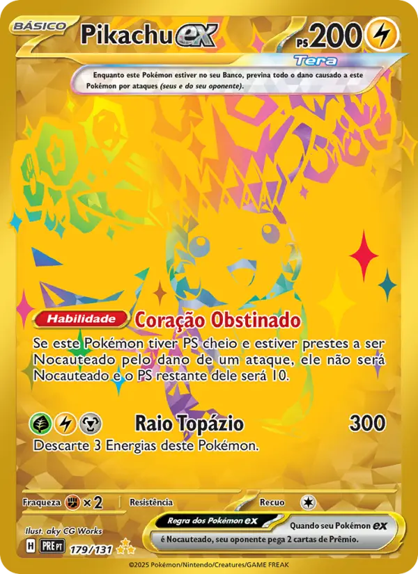 Carta Pikachu ex, número 179/131 da coleção Evoluções Prismáticas