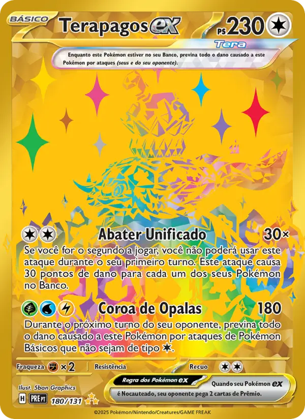 Carta Terapagos ex, número 180/131 da coleção Evoluções Prismáticas