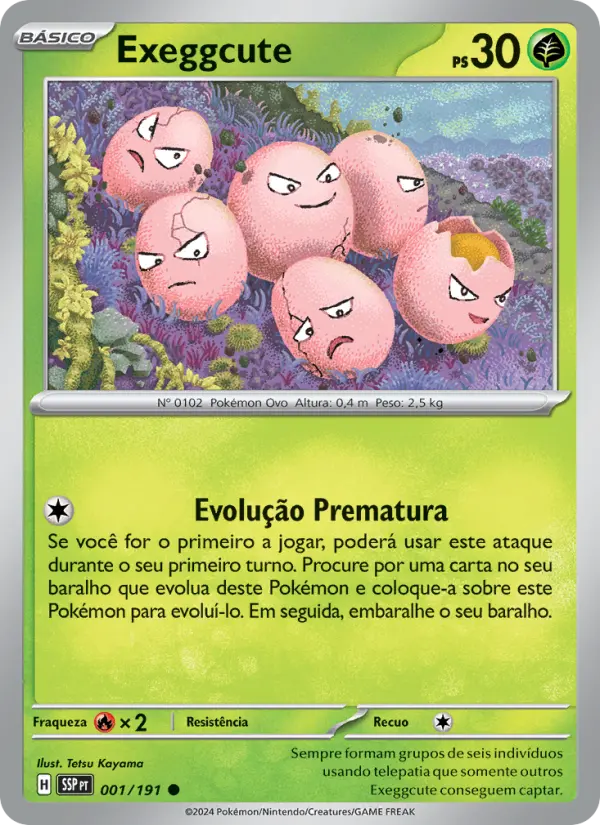 Carta Exeggcute, número 001/191 da coleção Fagulhas Impetuosas
