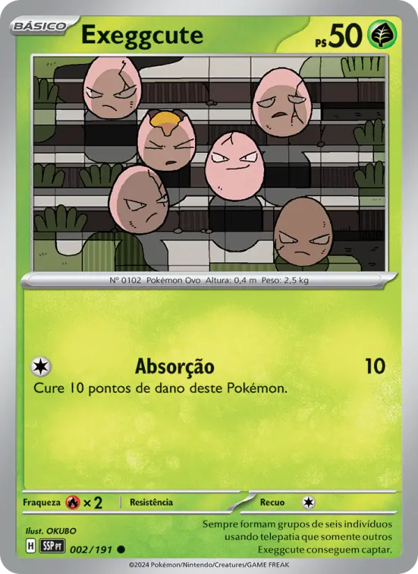 Carta Exeggcute, número 002/191 da coleção Fagulhas Impetuosas