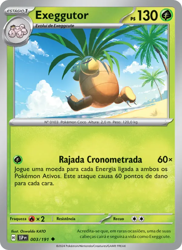 Carta Exeggutor, número 003/191 da coleção Fagulhas Impetuosas