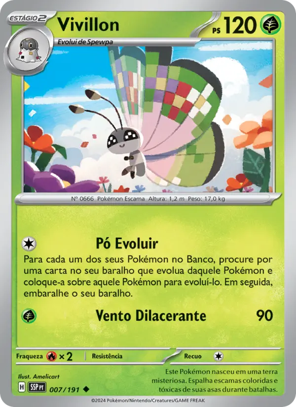 Carta Vivillon, número 007/191 da coleção Fagulhas Impetuosas