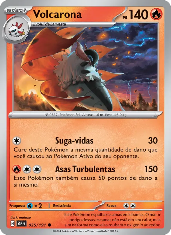 Carta Volcarona, número 025/191 da coleção Fagulhas Impetuosas