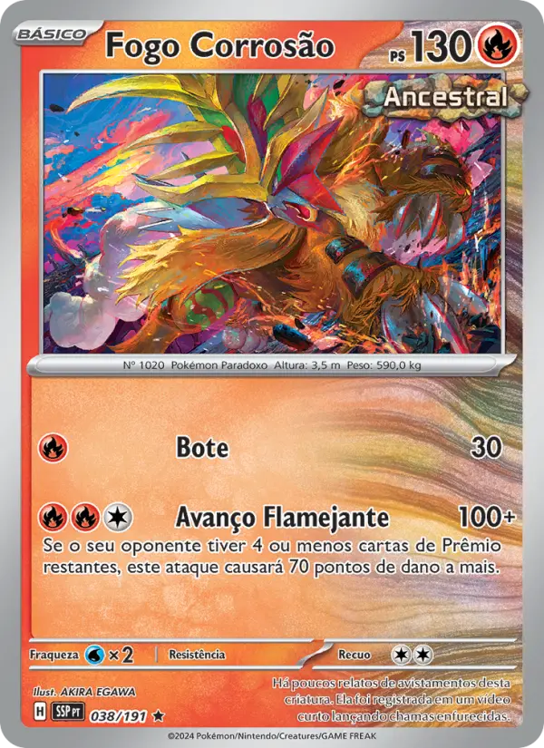 Carta Fogo Corrosão, número 038/191 da coleção Fagulhas Impetuosas