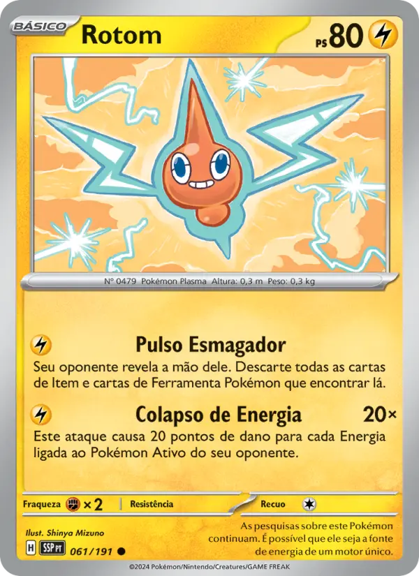 Carta Rotom, número 061/191 da coleção Fagulhas Impetuosas