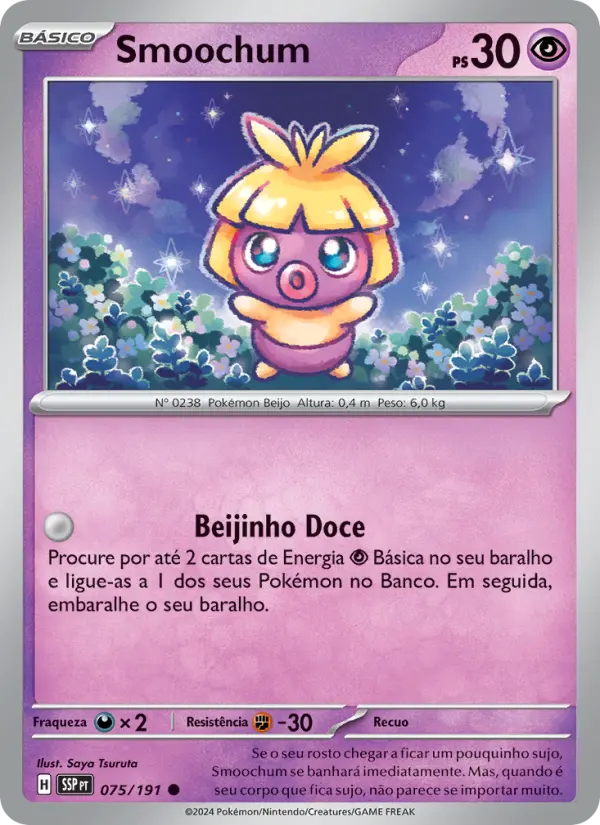 Carta Smoochum, número 075/191 da coleção Fagulhas Impetuosas