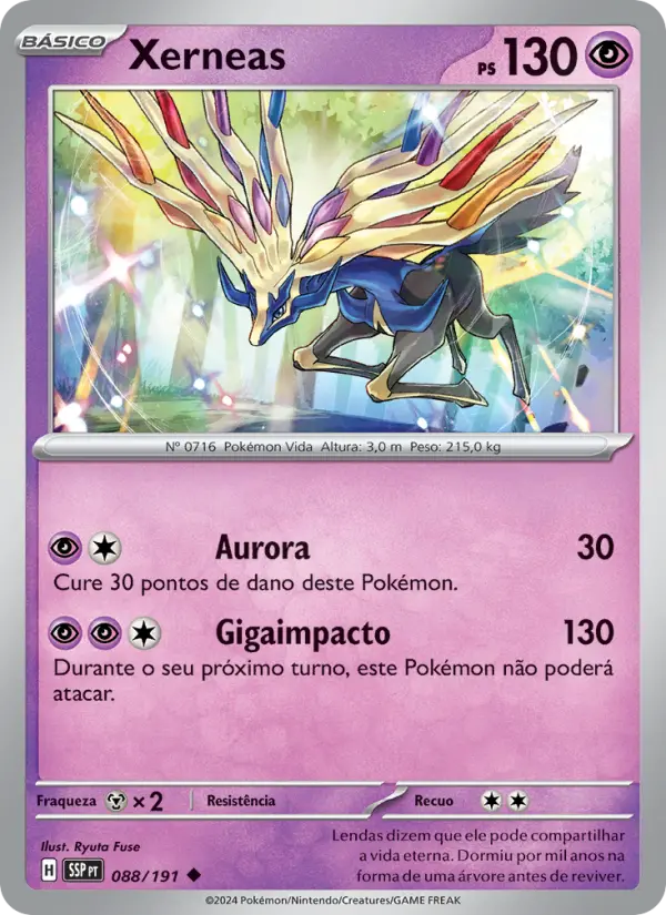 Carta Xerneas, número 088/191 da coleção Fagulhas Impetuosas