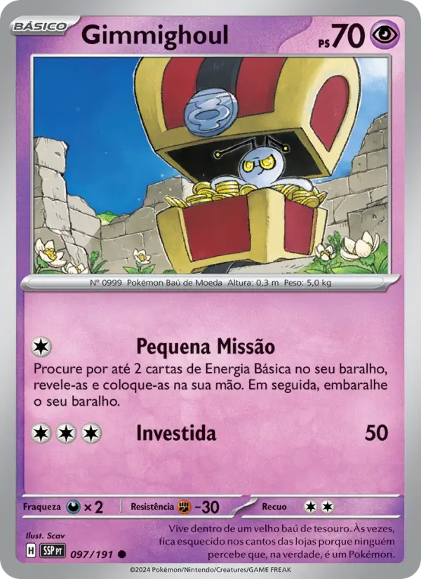 Carta Gimmighoul, número 097/191 da coleção Fagulhas Impetuosas