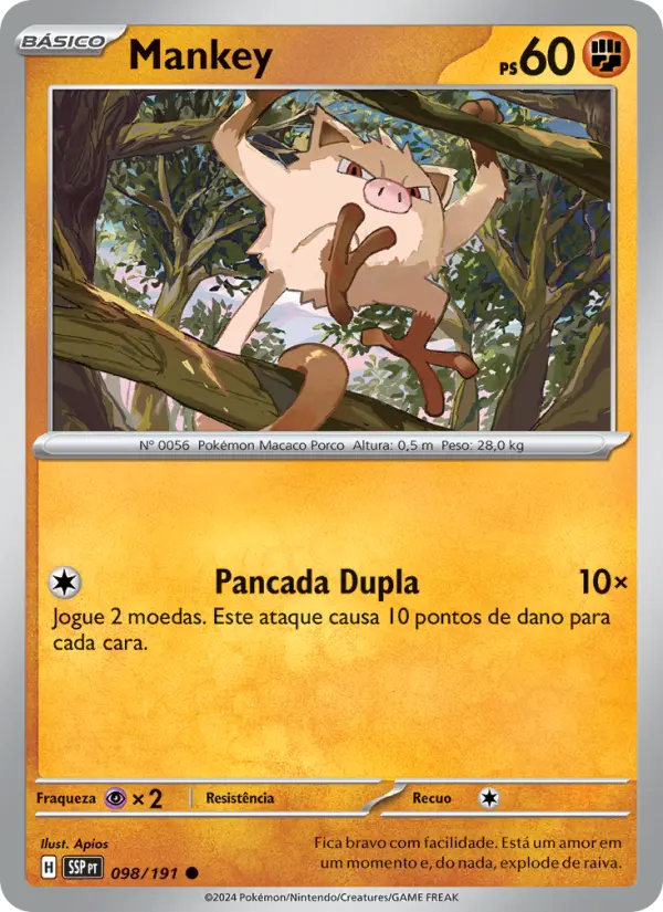 Carta Mankey, número 098/191 da coleção Fagulhas Impetuosas