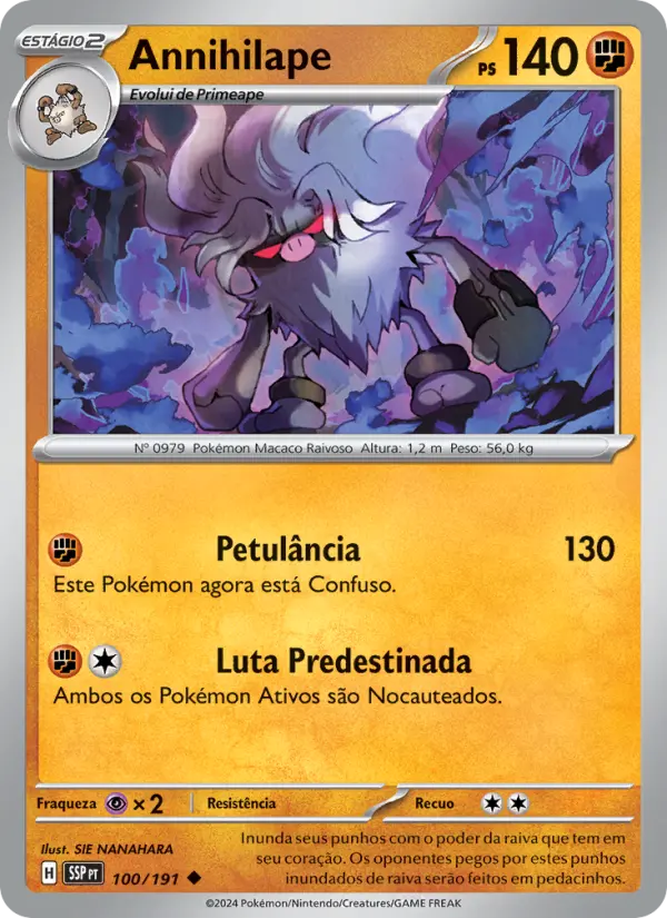 Carta Annihilape, número 100/191 da coleção Fagulhas Impetuosas