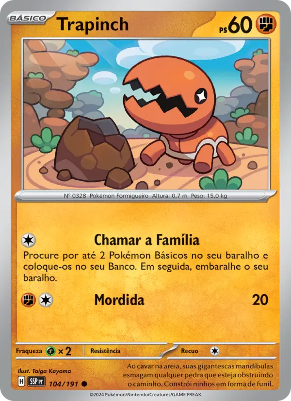 Carta Trapinch, número 104/191 da coleção Fagulhas Impetuosas