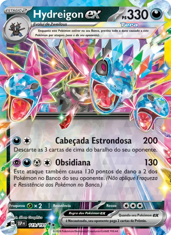 Carta Hydreigon ex, número 119/191 da coleção Fagulhas Impetuosas