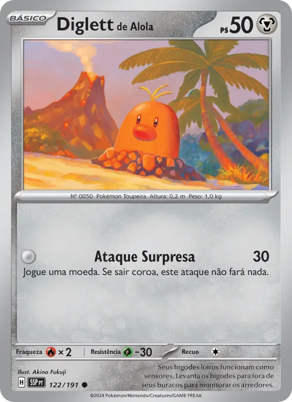 Carta Diglett de Alola, número 122/191 da coleção Fagulhas Impetuosas