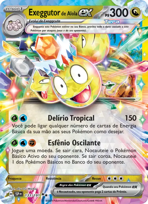 Carta Exeggutor de Alola ex, número 133/191 da coleção Fagulhas Impetuosas