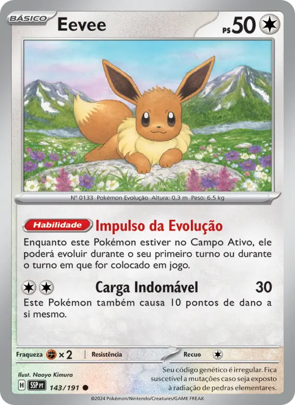 Carta Eevee, número 143/191 da coleção Fagulhas Impetuosas