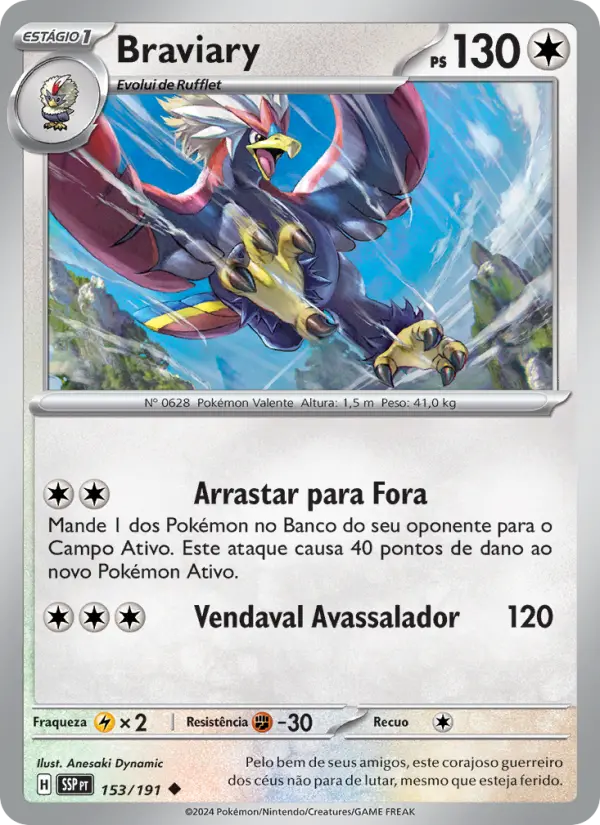 Carta Braviary, número 153/191 da coleção Fagulhas Impetuosas