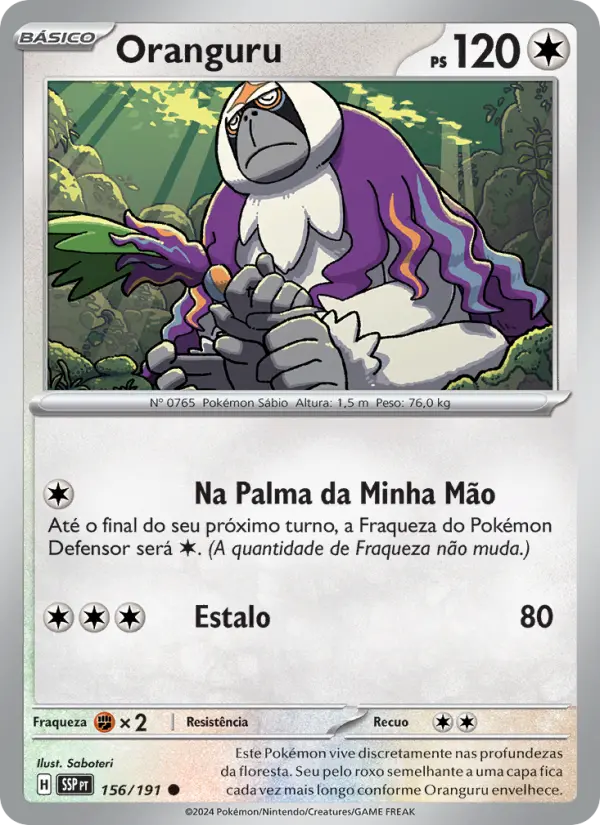 Carta Oranguru, número 156/191 da coleção Fagulhas Impetuosas