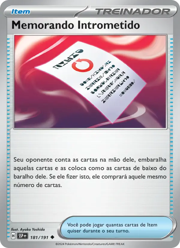 Carta Memorando Intrometido, número 181/191 da coleção Fagulhas Impetuosas